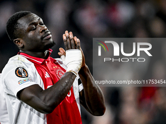 AFC Ajax Amsterdam forward Brian Brobbey celebrates a goal during the match between Ajax and Maccabi Tel Aviv at the Johan Cruijff ArenA for...