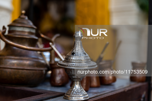 A small fresh coffee stand is seen on a street in Sousse, central Tunisia on November 3, 2024. Tunisia is well known for its natural and fre...