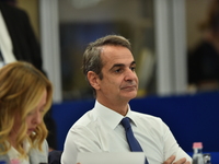 Kyriakos Mitsotakis, Prime Minister of Greece, attends the plenary session of the meeting of Heads of State or Government of the European Un...