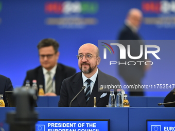 Charles Michel, President of the European Council, attends the plenary session of the meeting of Heads of State or Government of the Europea...