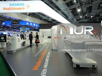 The audience visits the Siemens Medical booth at the 7th CIIE in Shanghai, China, on November 8, 2024. (