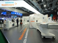 The audience visits the Siemens Medical booth at the 7th CIIE in Shanghai, China, on November 8, 2024. (