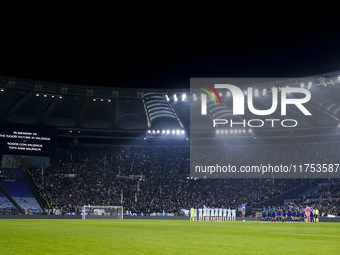 In Rome, Italy, on November 7, 2024, team players observe a minute of silence in honor of the victims of the Valencia region floods before t...