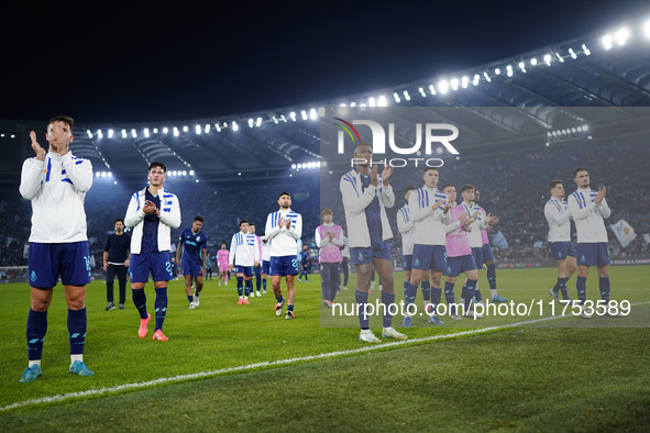 In Rome, Italy, on November 7, 2024, FC Porto players greet the fans during the UEFA Europa League 2024/25 League Phase MD4 match between S....