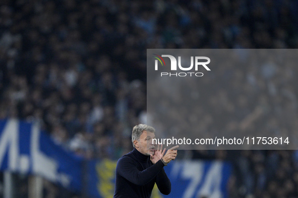 Marco Baroni, head coach of S.S. Lazio, reacts during the UEFA Europa League 2024/25 League Phase MD4 match between S.S. Lazio and FC Porto...