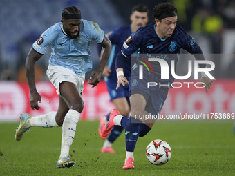 Pepe of FC Porto competes for the ball with Nuno Albertino Varela Tavares of S.S. Lazio during the UEFA Europa League 2024/25 League Phase M...