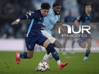 Pepe of FC Porto competes for the ball with Nuno Albertino Varela Tavares of S.S. Lazio during the UEFA Europa League 2024/25 League Phase M...