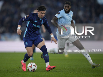 Pepe of FC Porto competes for the ball with Nuno Albertino Varela Tavares of S.S. Lazio during the UEFA Europa League 2024/25 League Phase M...