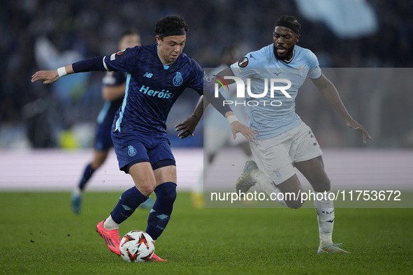 Pepe of FC Porto competes for the ball with Nuno Albertino Varela Tavares of S.S. Lazio during the UEFA Europa League 2024/25 League Phase M...