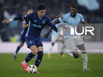 Pepe of FC Porto competes for the ball with Nuno Albertino Varela Tavares of S.S. Lazio during the UEFA Europa League 2024/25 League Phase M...