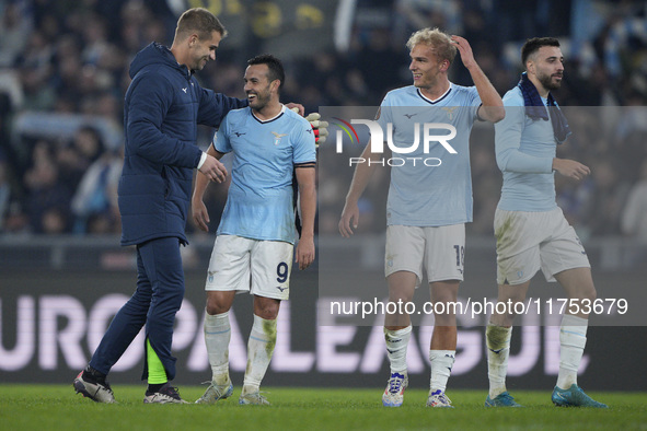 Pedro of S.S. Lazio celebrates the victory of the UEFA Europa League 2024/25 League Phase MD4 match between S.S. Lazio and FC Porto at Stadi...