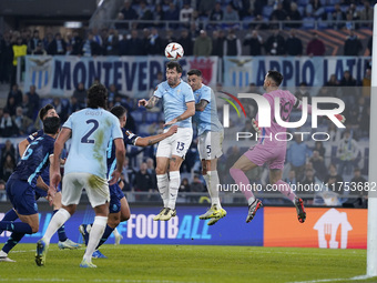 Alessio Romagnoli of S.S. Lazio scores a goal during the UEFA Europa League 2024/25 League Phase MD4 match between S.S. Lazio and FC Porto a...