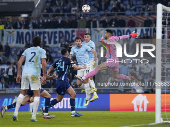 Alessio Romagnoli of S.S. Lazio scores a goal during the UEFA Europa League 2024/25 League Phase MD4 match between S.S. Lazio and FC Porto a...