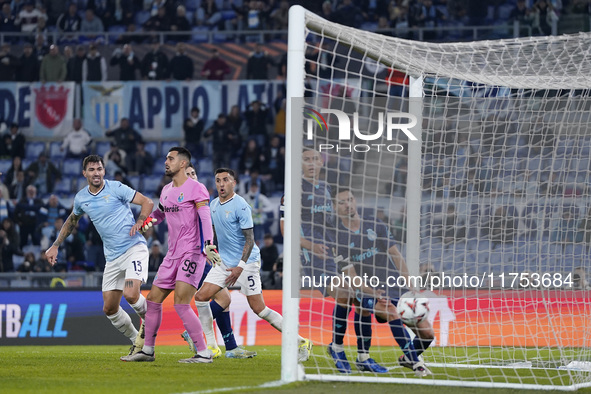 Alessio Romagnoli of S.S. Lazio scores a goal during the UEFA Europa League 2024/25 League Phase MD4 match between S.S. Lazio and FC Porto a...