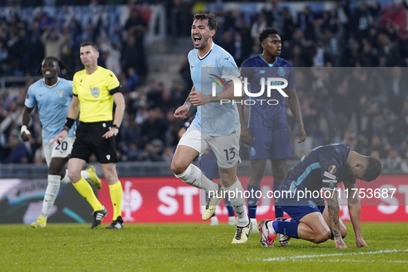 Alessio Romagnoli of S.S. Lazio celebrates after scoring a goal during the UEFA Europa League 2024/25 League Phase MD4 match between S.S. La...