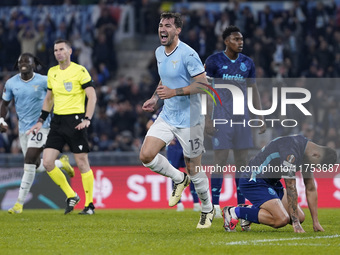 Alessio Romagnoli of S.S. Lazio celebrates after scoring a goal during the UEFA Europa League 2024/25 League Phase MD4 match between S.S. La...