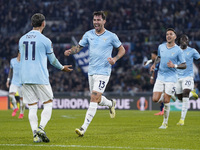 Alessio Romagnoli of S.S. Lazio celebrates after scoring a goal with his teammates during the UEFA Europa League 2024/25 League Phase MD4 ma...