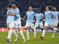 Alessio Romagnoli of S.S. Lazio celebrates after scoring a goal with his teammates during the UEFA Europa League 2024/25 League Phase MD4 ma...