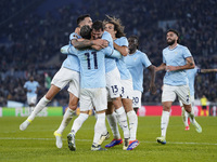 Alessio Romagnoli of S.S. Lazio celebrates after scoring a goal with his teammates during the UEFA Europa League 2024/25 League Phase MD4 ma...