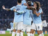 Alessio Romagnoli of S.S. Lazio celebrates after scoring a goal with his teammates during the UEFA Europa League 2024/25 League Phase MD4 ma...