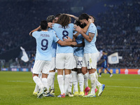 Alessio Romagnoli of S.S. Lazio celebrates after scoring a goal with his teammates during the UEFA Europa League 2024/25 League Phase MD4 ma...