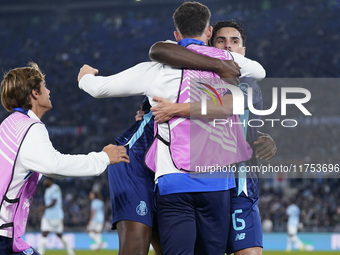 Eustaquio of FC Porto celebrates after scoring a goal with his teammates during the UEFA Europa League 2024/25 League Phase MD4 match betwee...