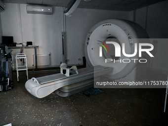 A CT scan is at an oncology dispensary damaged by a Russian guided bomb in Zaporizhzhia, Ukraine, on November 7, 2024. Eight people, includi...