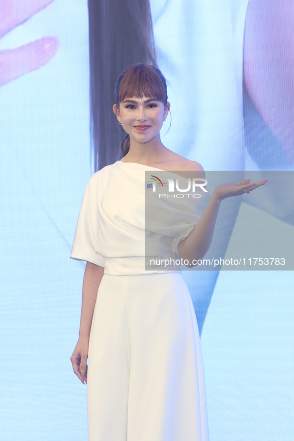 Movie star Hannah Quinlivan attends the launch of IPSC in Taipei, Taiwan Province, China, on November 8, 2024. 