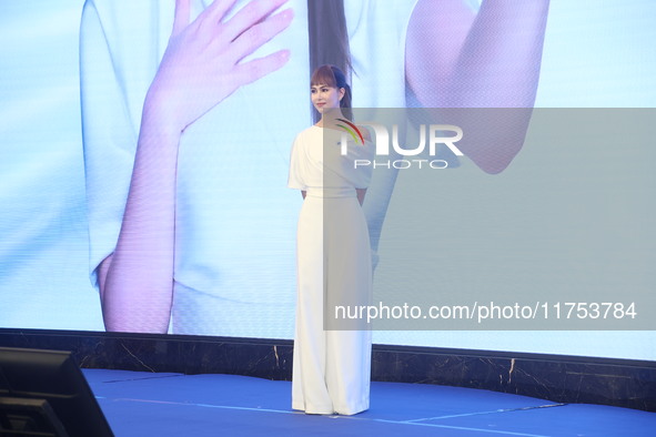 Movie star Hannah Quinlivan attends the launch of IPSC in Taipei, Taiwan Province, China, on November 8, 2024. 