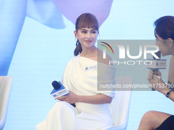 Movie star Hannah Quinlivan attends the launch of IPSC in Taipei, Taiwan Province, China, on November 8, 2024. (