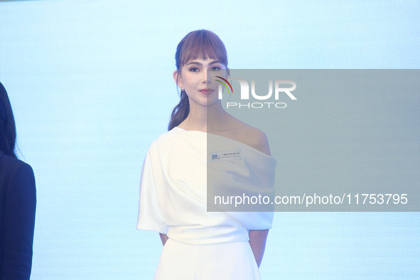 Movie star Hannah Quinlivan attends the launch of IPSC in Taipei, Taiwan Province, China, on November 8, 2024. 