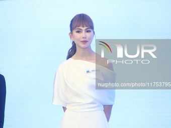 Movie star Hannah Quinlivan attends the launch of IPSC in Taipei, Taiwan Province, China, on November 8, 2024. (