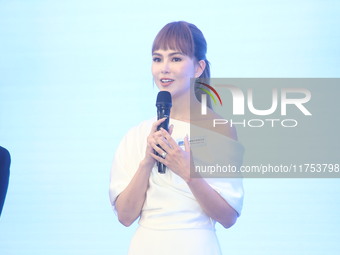 Movie star Hannah Quinlivan attends the launch of IPSC in Taipei, Taiwan Province, China, on November 8, 2024. (