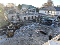 The premises of an oncology dispensary are damaged by a Russian guided bomb strike in Zaporizhzhia, Ukraine, on November 7, 2024. Eight peop...