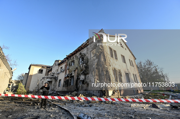 An oncology dispensary is damaged by a Russian guided bomb in Zaporizhzhia, Ukraine, on November 7, 2024. Eight people, including a one-year...