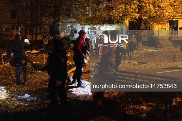 Russian airstrike hit a residential building in Kharkiv, Ukraine, on November 8, 2024. 