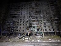 Russian airstrike hit a residential building in Kharkiv, Ukraine, on November 8, 2024. (