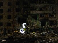 Russian airstrike hit a residential building in Kharkiv, Ukraine, on November 8, 2024. (