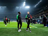 Raheem Sterling of Arsenal and Oleksandr Zinchenko of Arsenal during the UEFA Champions League 2024/25 League Phase MD4 match between FC Int...