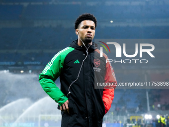 Ethan Nwaneri of Arsenal during the UEFA Champions League 2024/25 League Phase MD4 match between FC Internazionale and Arsenal at Stadio San...