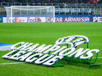 UEFA Champions League 3D Logo during the UEFA Champions League 2024/25 League Phase MD4 match between FC Internazionale and Arsenal at Stadi...