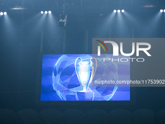 UEFA Champions League logo on display during the UEFA Champions League 2024/25 League Phase MD4 match between FC Internazionale and Arsenal...