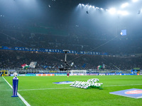 A broadcast 'Spider-Cam' is seen during the UEFA Champions League 2024/25 League Phase MD4 match between FC Internazionale and Arsenal at St...