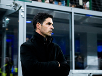 Mikel Arteta Head Coach of Arsenal looks on during the UEFA Champions League 2024/25 League Phase MD4 match between FC Internazionale and Ar...