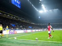 Bukayo Saka of Arsenal looks on during the UEFA Champions League 2024/25 League Phase MD4 match between FC Internazionale and Arsenal at Sta...