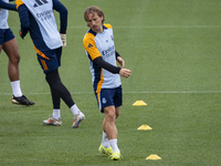 Luka Modric of Real Madrid CF trains during the Real Madrid training session and press conference ahead of the La Liga 2024/25 match against...