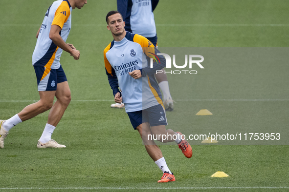 Lucas Vazquez of Real Madrid CF trains during the Real Madrid training session and press conference ahead of the La Liga 2024/25 match again...