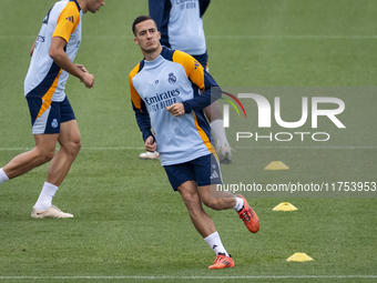 Lucas Vazquez of Real Madrid CF trains during the Real Madrid training session and press conference ahead of the La Liga 2024/25 match again...