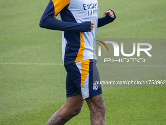 Eder Militao of Real Madrid CF trains during the Real Madrid training session and press conference ahead of the La Liga 2024/25 match agains...