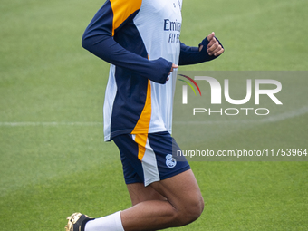 Jude Bellingham of Real Madrid CF trains during the Real Madrid training session and press conference ahead of the La Liga 2024/25 match aga...